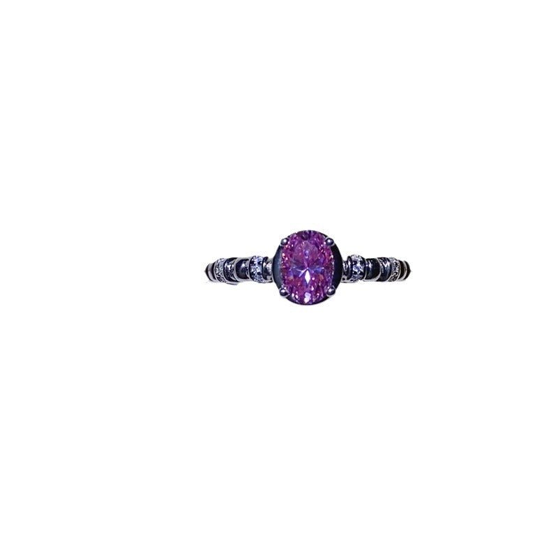Pink Moissanite Ring for Women, 1 Carat Solitaire Style Promise Ring, U-Shape Band Fashion Engagement Ring – view 5