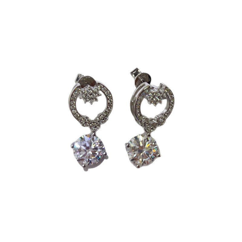 4 Carat D Color Moissanite Drop Earrings for Women, Geometric Halo Dangle Earrings in Silver – view 5