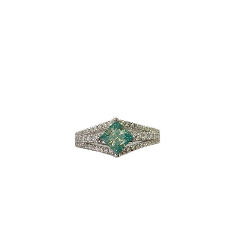 Green Princess Cut Moissanite Halo Ring for Women, 1 Carat Engagement Ring Style – view 5