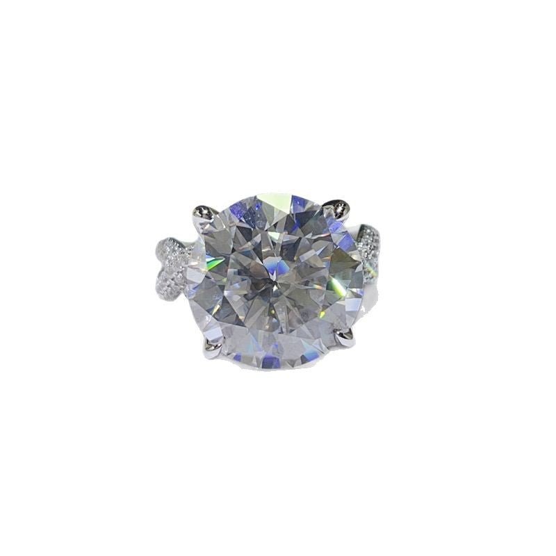 10 Carat Moissanite Halo Ring for Women, Geometric U-Shaped Statement Engagement Ring – view 5