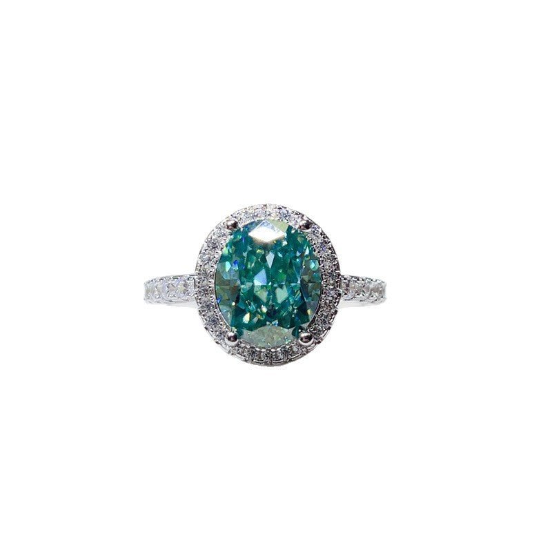 5 Carat Oval Mint Green Moissanite Halo Ring for Women – view 5