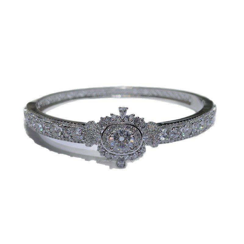 VVS1 Moissanite Tennis Bracelet for Women, Full Pavé Halo Bangle – view 5