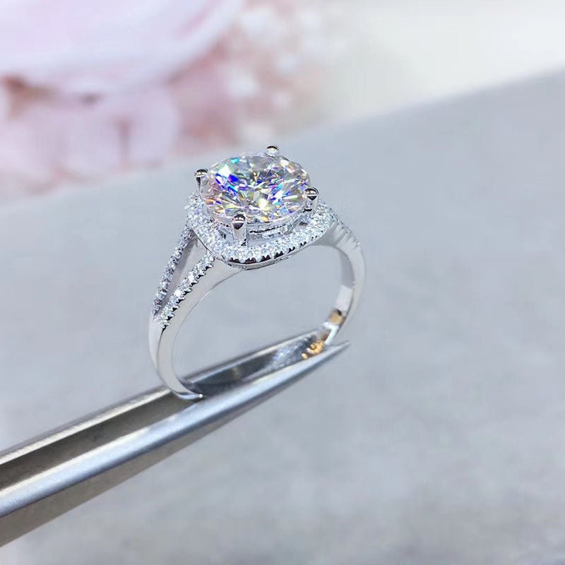 Moissanite Ring for Women, Halo Engagement Ring, Adjustable, PT950 – view 5