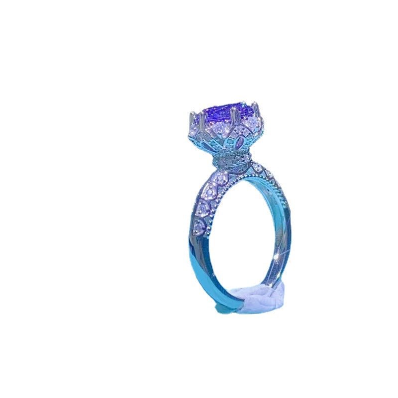 Purple Moissanite Ring 2 Carat, U-Shaped Prong Setting, Womens Statement Ring, Sizes 8-20 – view 5