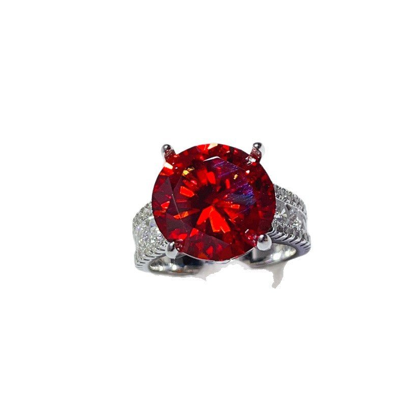 10 Carat Moissanite Ring with Triple Row Pavé Band, Round Statement Engagement Ring – view 27