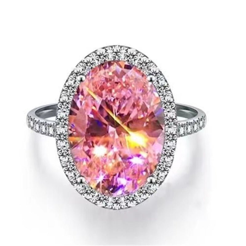 Pink Oval Moissanite Halo Ring for Women, 1 to 5 Carat Statement Engagement Ring – view 5