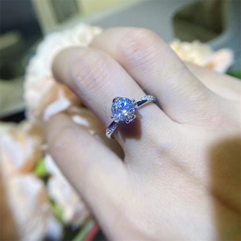 Flower Bud Moissanite Ring for Women, Adjustable Open Band Promise Engagement Ring – view 5
