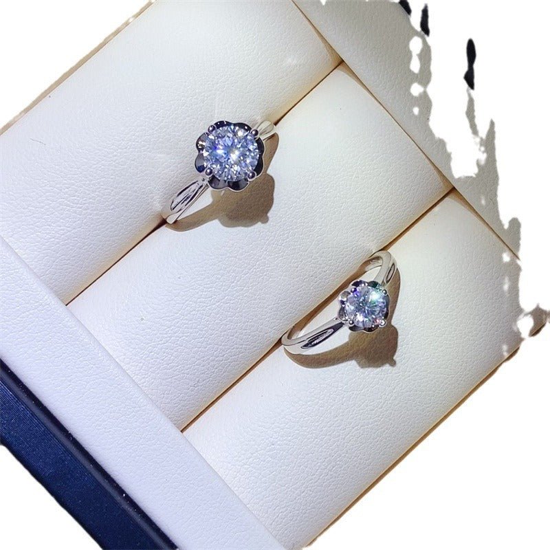 Moissanite Open Ring for Women, Double Round Stone Wrap Ring, Promise Engagement Style Ring – view 5