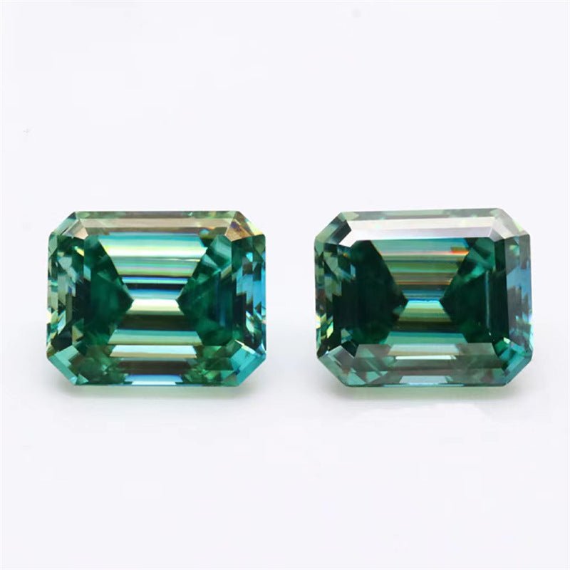 Emerald Cut Green Moissanite Ring for Women – Pave Band Engagement Style Ring, 1Ct 2Ct 3Ct 5Ct, Sizes 8-19 – view 5