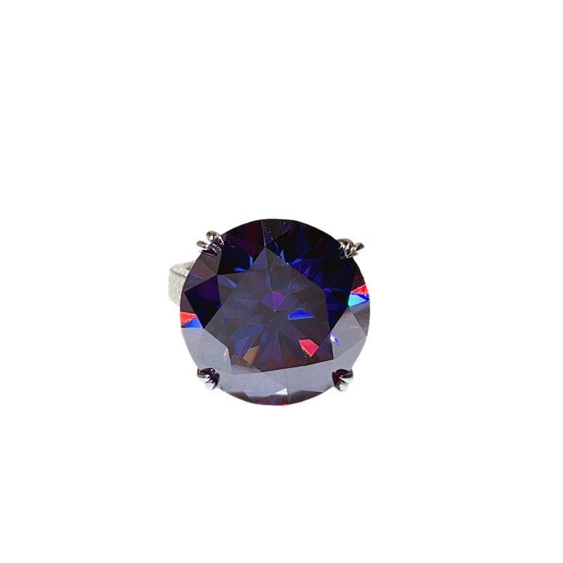 Purple Moissanite Ring for Women, Oversized Round Cut Geometric U-Shaped Statement Ring – view 5
