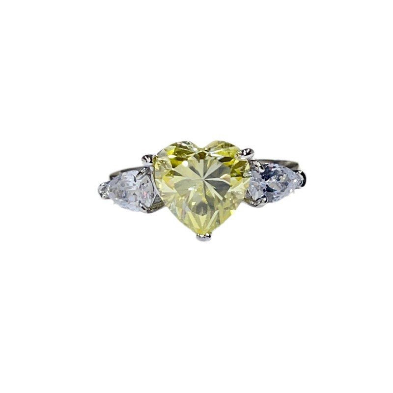 Yellow Heart Moissanite Ring for Women, Three-Stone Engagement Ring, 1 Carat 2 Carat 3 Carat Ring – view 5