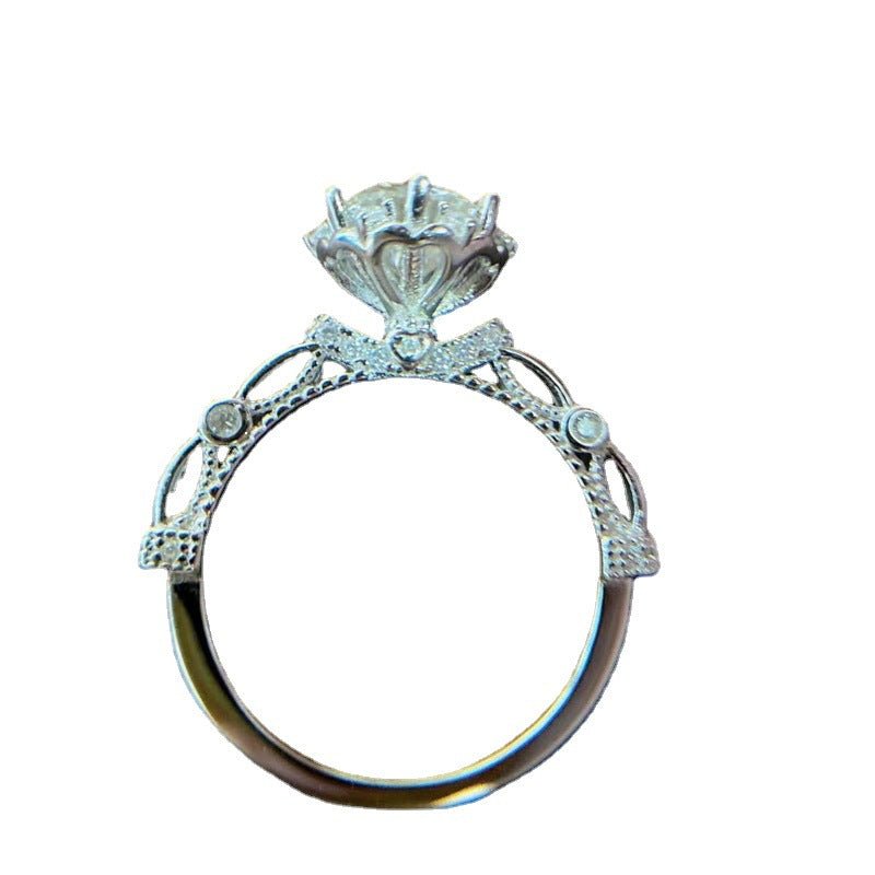 PT950 Platinum Floral Moissanite Halo Ring for Women – view 5