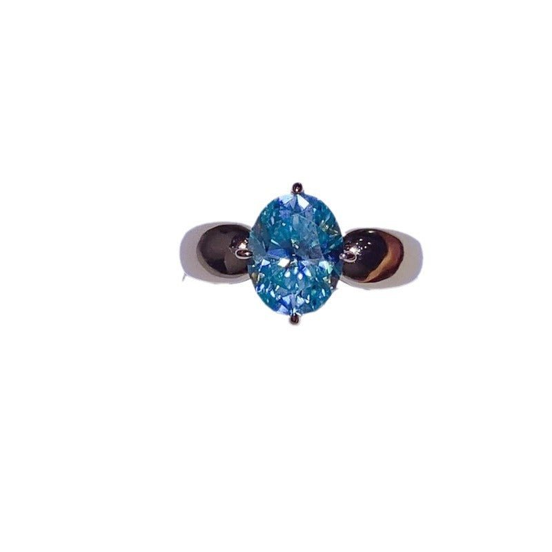 Green 2 Carat Moissanite Ring for Women, Vintage Rose Gold Tone Oval Statement Ring – view 5