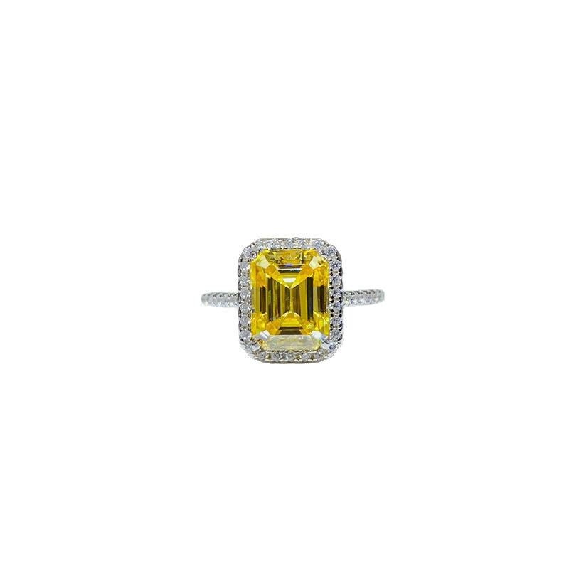3 Carat Yellow Emerald Cut Moissanite Halo Ring for Women – view 5