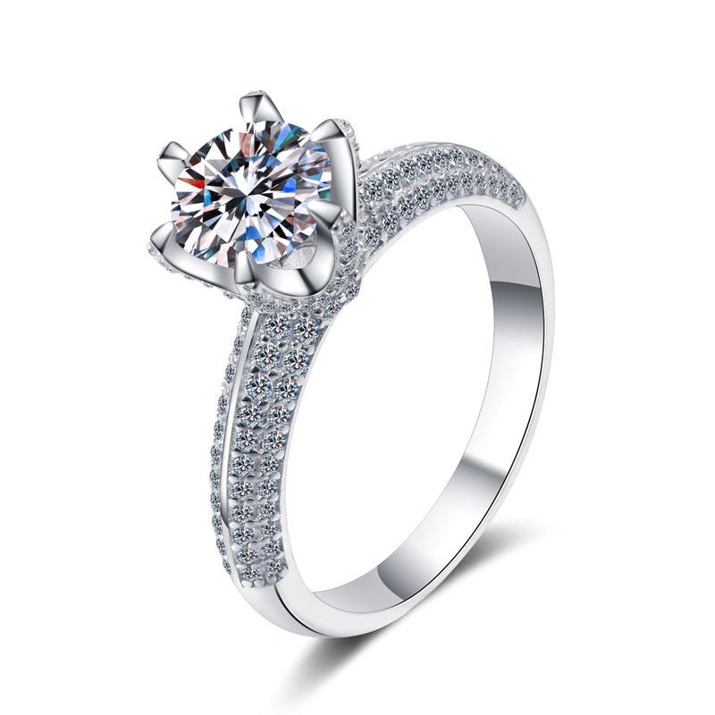 5 Carat Moissanite Ring for Women, D Color Solitaire Engagement Ring with Pave Band – view 5