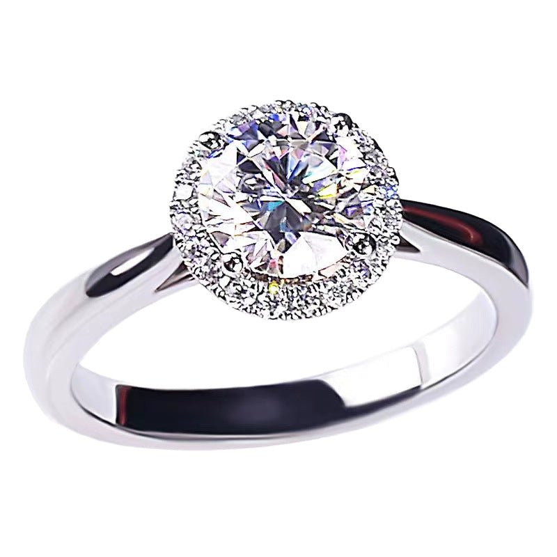 VVS1 Moissanite Round Halo Ring for Women, Promise, Engagement & Wedding Style – view 5