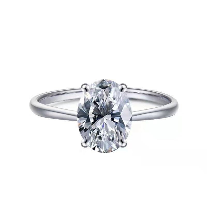 Oval Moissanite Ring for Women, Solitaire Engagement Ring, 1 Carat or 2 Carat, U-Shaped Band, Sizes 9-20 – view 5