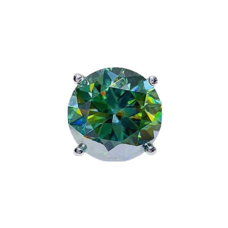 Green Moissanite Ring for Women, Geometric U-Shape Solitaire Engagement Ring – view 5