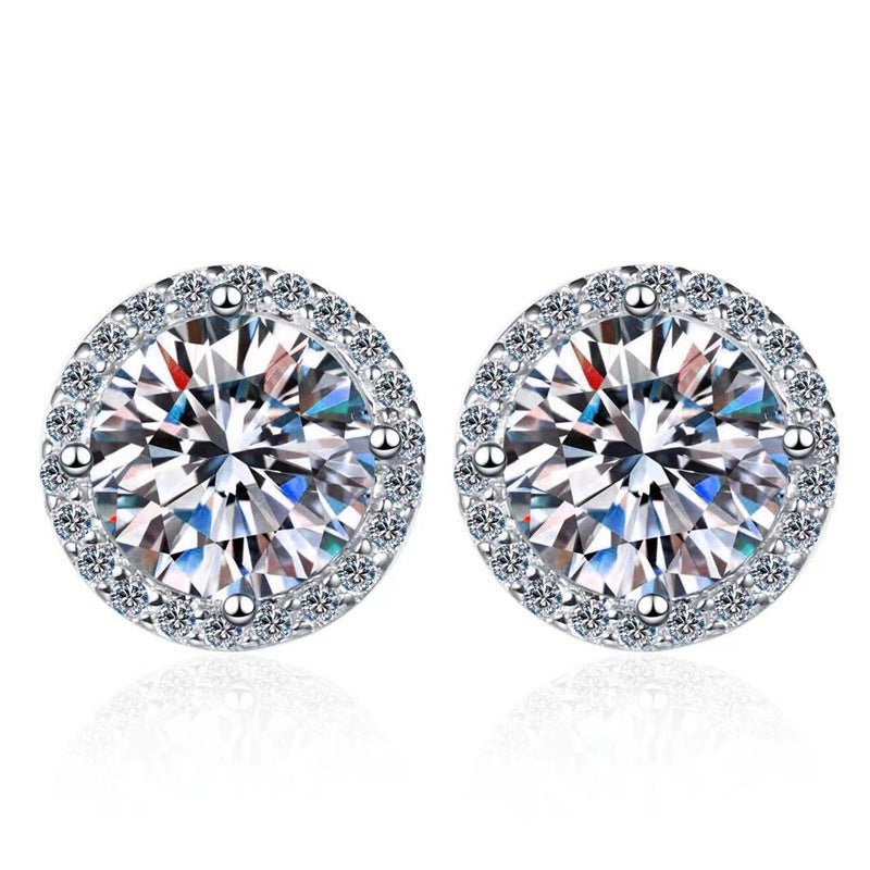Round Moissanite Halo Stud Earrings – image 5