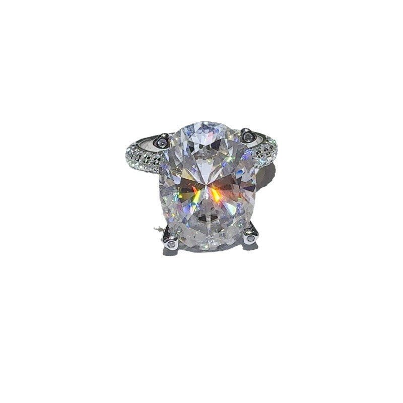 Oval Moissanite Ring with Pavé Band in S925, 18K Gold Plated, Sizes 9-20 – view 5