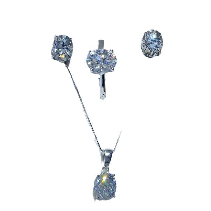 Oval Moissanite Ring, Stud Earrings & Pendant Jewelry Collection – view 5