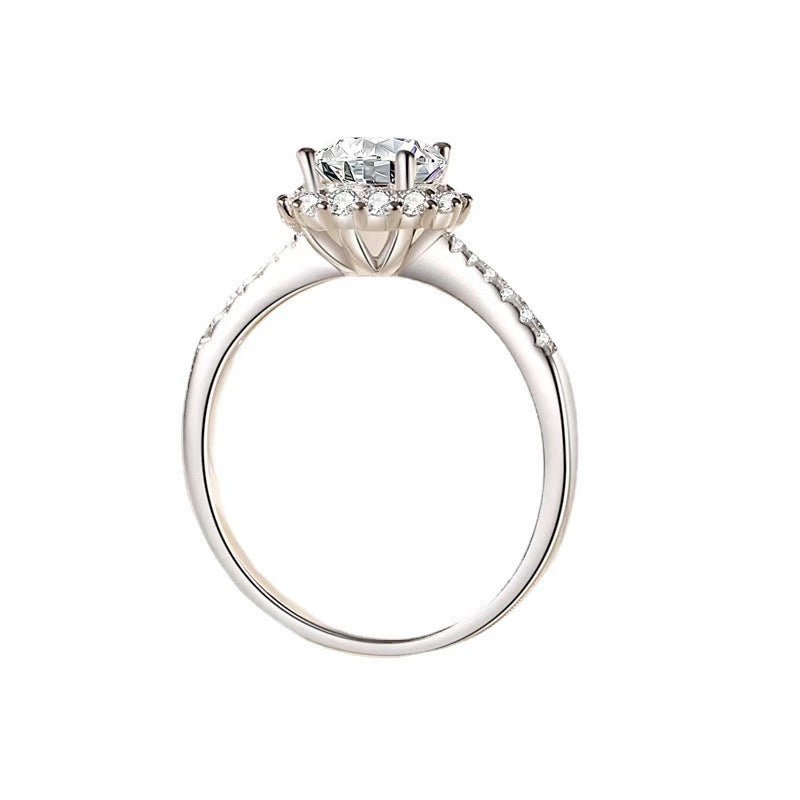 VVS Moissanite Halo Ring for Women, Floral Starburst Engagement Ring, D Color 1 Carat or 2 Carat Promise Ring – view 5