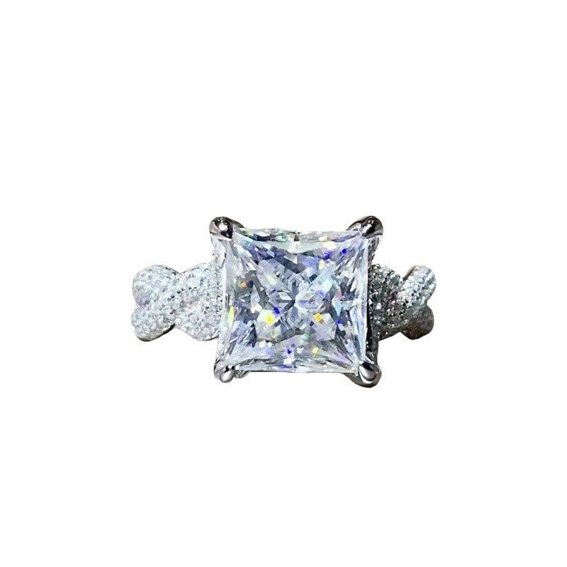 5 Carat Princess Cut Moissanite Ring for Women, Geometric Square Engagement Ring – view 5
