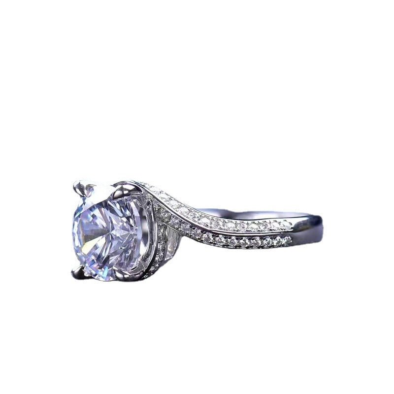 3 Carat Moissanite Ring for Women, Twisted Band Solitaire Style, Floral-Inspired Ring – view 5