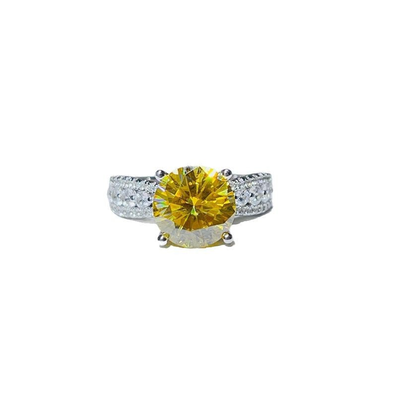 Yellow Moissanite Ring for Women, 2 Carat or 3 Carat Engagement Style Halo Ring – view 5