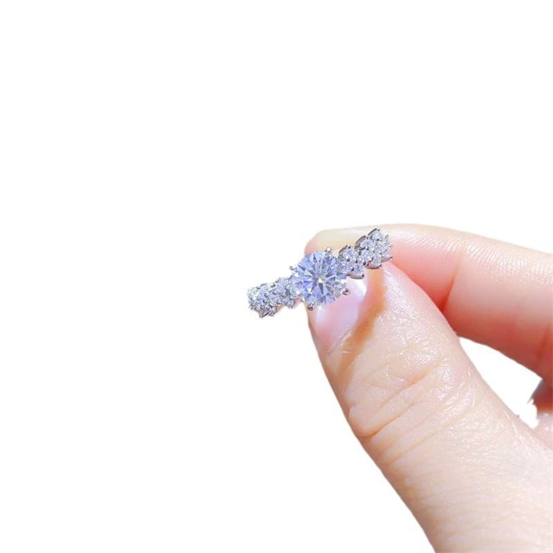 1 Carat Moissanite Ring for Women, Round Center Stone U-Shape Ring in White, Blue or Red – view 5