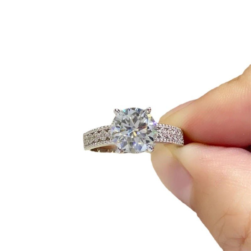 2 Carat Moissanite Ring for Women, Round Solitaire Engagement Ring with Side Stones – view 5