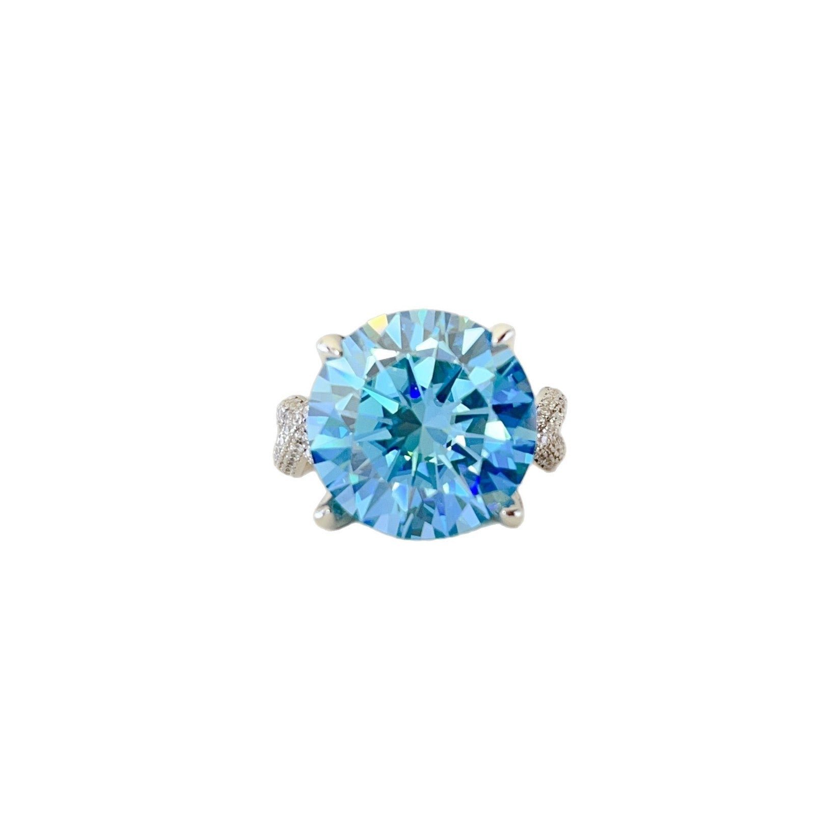 Blue Moissanite Ring for Women - 5 Carat or 10 Carat Split Shank Engagement Ring – view 5