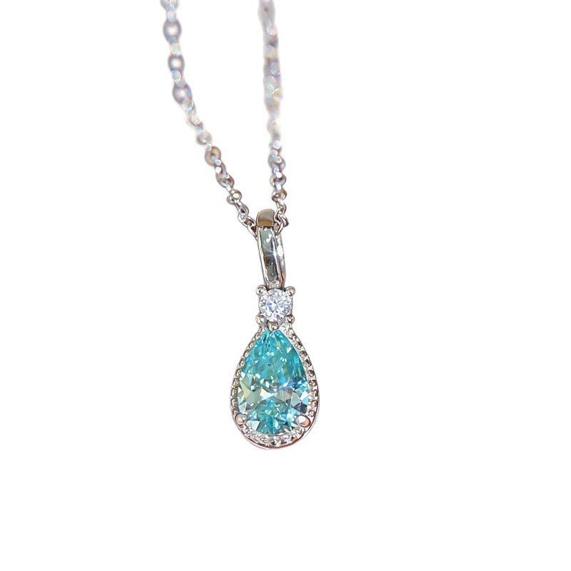 VVS Moissanite Teardrop Pendant Necklace with Halo Accent – view 5