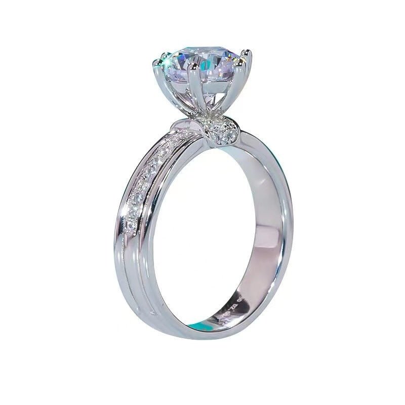 U-Shape Round Cut Engagement Ring for Women, Pavé Band Promise Ring, 1ct 2ct 3ct 5ct, Sizes 9-19 – view 5