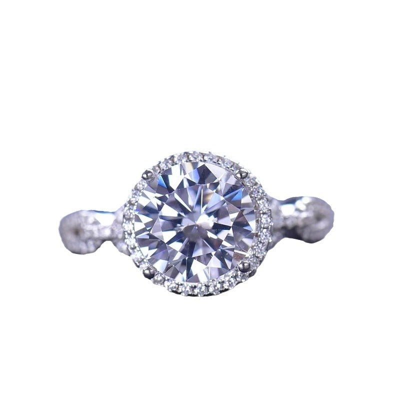 Moissanite Halo Ring for Women, Round Center Engagement Ring, 2CT/3CT, Sizes 8-20 – view 5