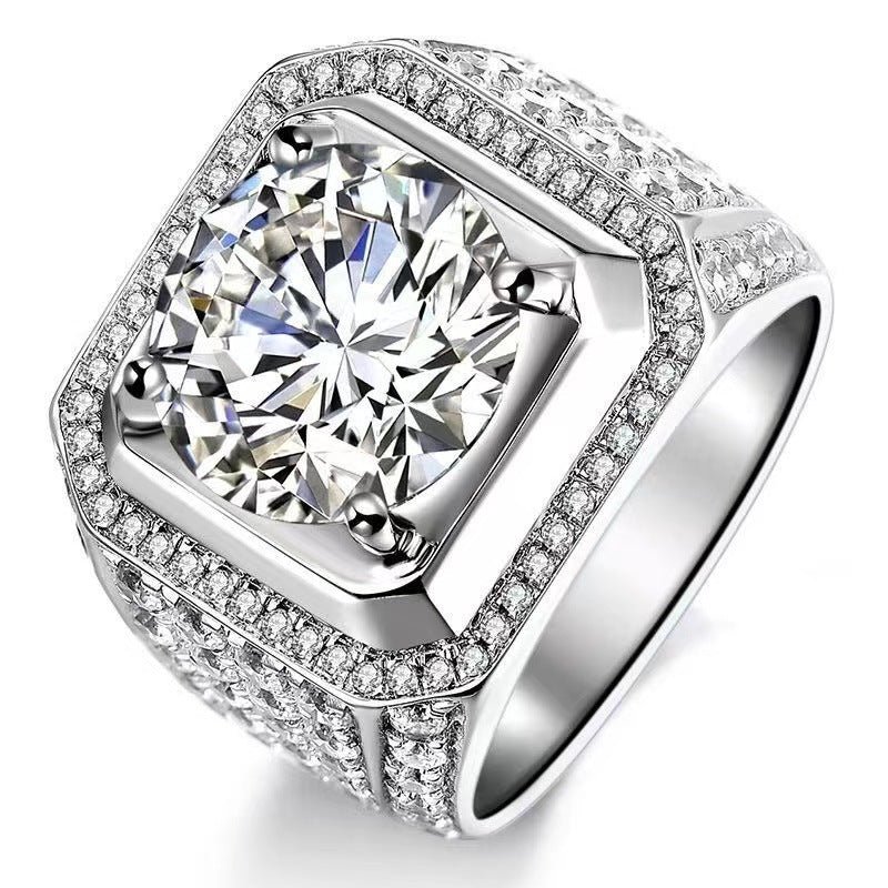 Men's VVS Moissanite Halo Ring - 2 Carat 3 Carat 5 Carat Square Solitaire Style Ring – view 4
