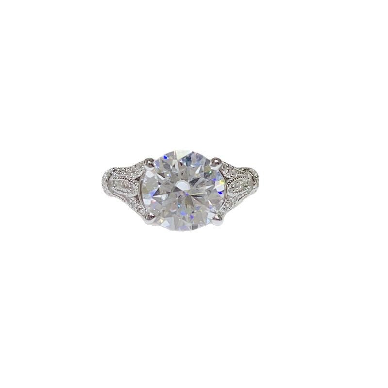 3 Carat Moissanite Ring for Women, Lace-Inspired Halo Engagement Ring – view 5