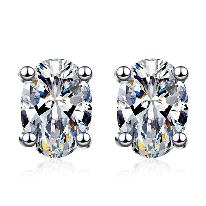 Moissanite Stud Earrings for Women and Men, Emerald Heart Princess Oval Cut Earrings, Classic Unisex Sparkle Studs – view 5