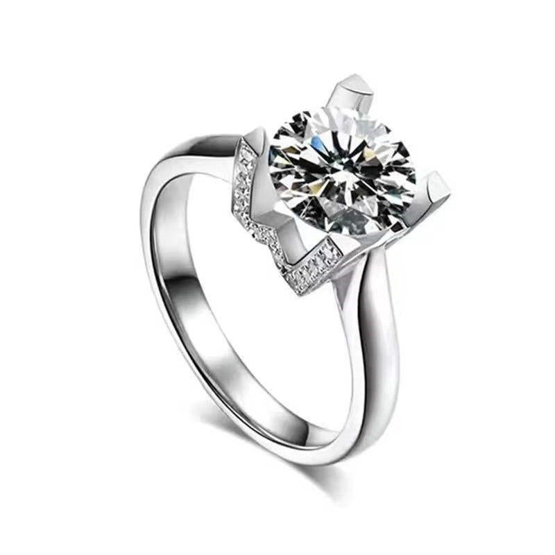 Moissanite Ring for Women, 1 Carat Solitaire Engagement Ring, Polished Promise Ring with Sculpted Pleated Setting – view 5