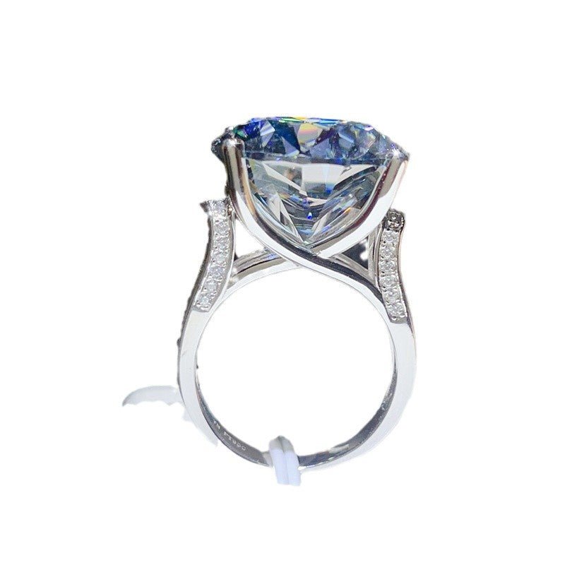 Blue Moissanite Ring and Pendant Necklace Set for Women, 5 Carat & 10 Carat Round Solitaire Jewelry – view 5
