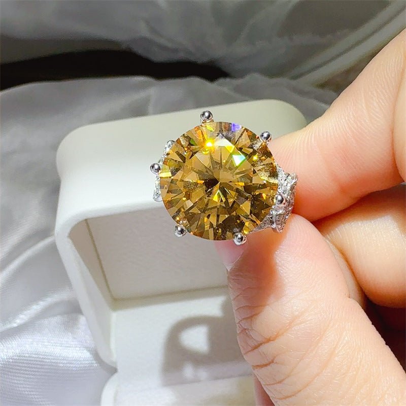 Yellow Moissanite Halo Ring for Women, 5 Carat or 10 Carat Statement Engagement Ring – view 5