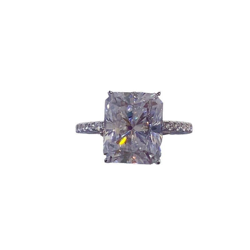 Radiant Cut Moissanite Ring for Women, Rectangular Solitaire Engagement Ring with Pave Band, 1 Carat 2 Carat 3 Carat 5 Carat – view 5