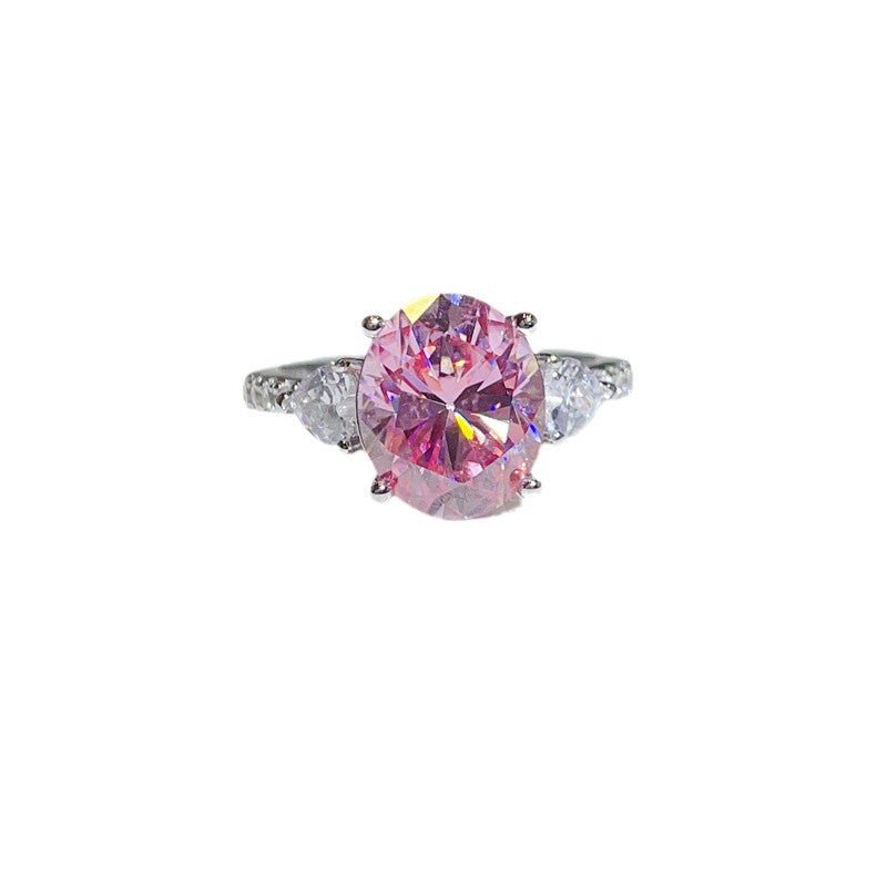 5 Carat Pink Oval Three-Stone Moissanite Ring – view 5