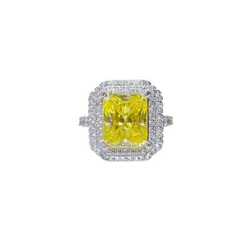 5 Carat Moissanite Halo Ring for Women, Emerald Cut Pink Statement Engagement Ring – view 5