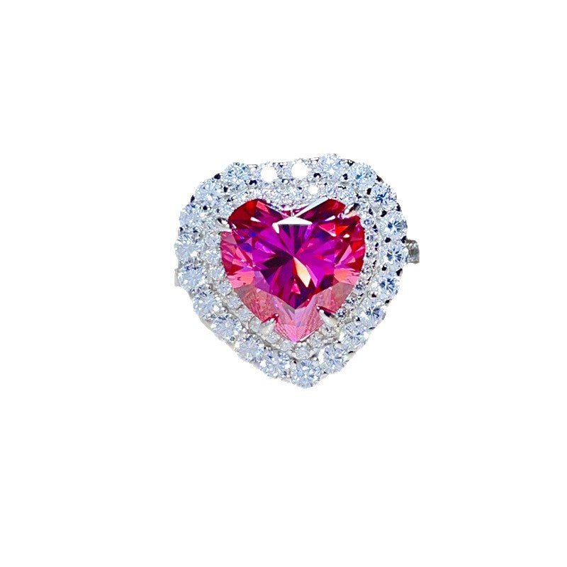 Pink Heart 5 Carat Moissanite Halo Ring for Women – view 5