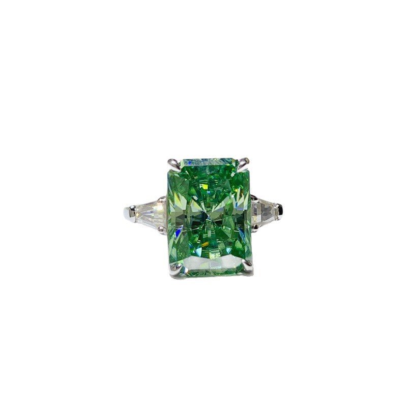 Mint Green Radiant Cut Moissanite Ring for Women, 5 Carat or 10 Carat Engagement Style Ring – view 5