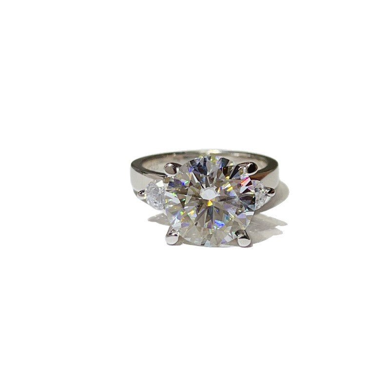 5 Carat Three Stone Moissanite Ring for Women, Colorful Geometric Engagement Ring – view 5