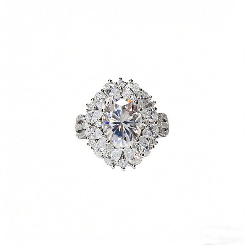 5 Carat Moissanite Halo Ring for Women, Oval Color Stone Statement Engagement Ring – view 5