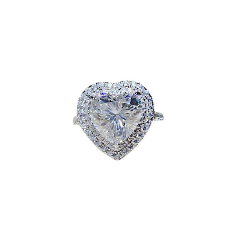 5 Carat Heart Moissanite Halo Ring for Women, Pave Engagement Ring – view 5
