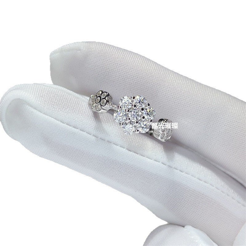 Moissanite Cluster Ring for Women, U-Shaped Pavé Stackable Band – view 5